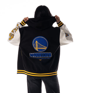 Golden State Warriors Unisex Hooded Varsity Jacket - Black