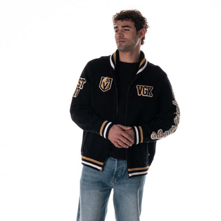 Vegas Golden Knights Unisex Jacquard Zip Front Sweater - Black