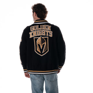 Vegas Golden Knights Unisex Jacquard Zip Front Sweater - Black