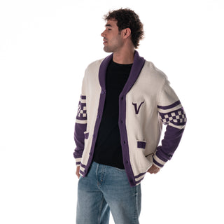 Minnesota Vikings Unisex Jacquard Button Up  Sweater - Cream
