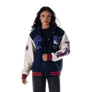New York Rangers Unisex Hooded Varsity Jacket – Navy