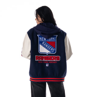 New York Rangers Unisex Hooded Varsity Jacket – Navy