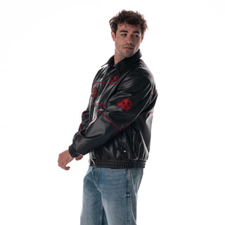 San Francisco 49ers Faux Leather Racing Jacket – Black