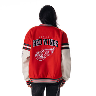Detroit Red Wings Unisex Drop Shoulder Varsity Jacket - Red