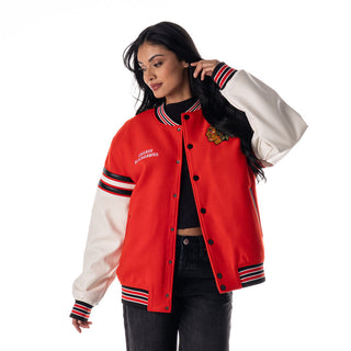 Chicago Blackhawks Unisex Drop Shoulder Varsity Jacket - Red