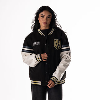 Las Vegas Golden Knights Drop Shoulder Varsity Jacket - Black