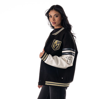 Las Vegas Golden Knights Drop Shoulder Varsity Jacket - Black