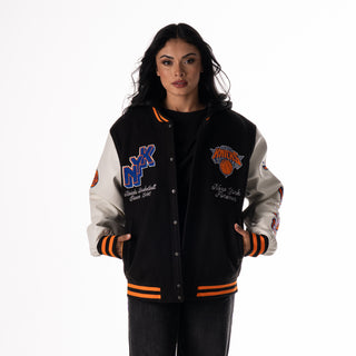 New York Knicks Unisex Hooded Varsity Jacket – Black