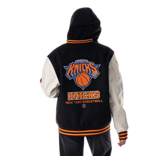 New York Knicks Unisex Hooded Varsity Jacket – Black