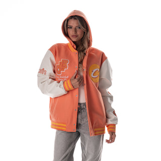 Cleveland Cavs Unisex Hooded Varsity Jacket - Orange