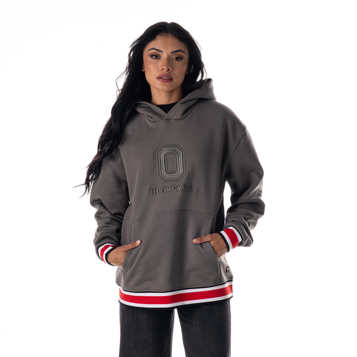 Ohio State Buckeyes Unisex Contrast Rib Hoodie - Charcoal