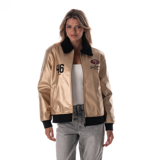 San Francisco 49ers Women's Metallic Bomber - Gold