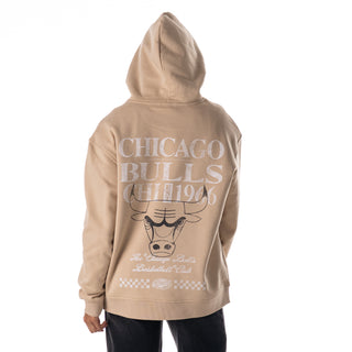 Chicago Bulls Unisex Oversized Graphic Hoodie Fleece - Tan