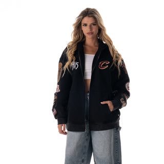 Cleveland Cavs Unisex Old & New Logo Full Zip Hoodie - Black