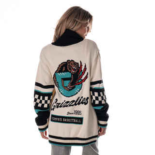 Memphis Grizzlies Unisex Jacquard Button Up Sweater - Cream