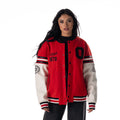 Ohio State Buckeyes Unisex Drop Shoulder Varsity Jacket - Red view 2