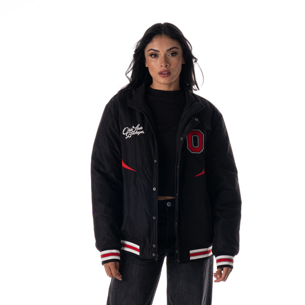 Ohio State Buckeyes Unisex Nylon Bomber Jacket - Black