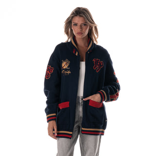 Florida Panthers Unisex Jacquard Zip Front Sweater - Navy