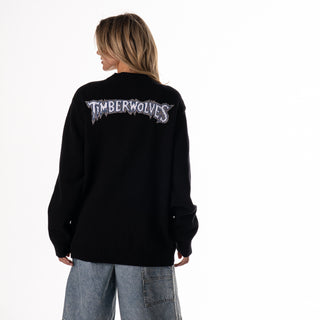 Minnesota Timberwolves Unisex Jacquard Button Up Cardigan - Black