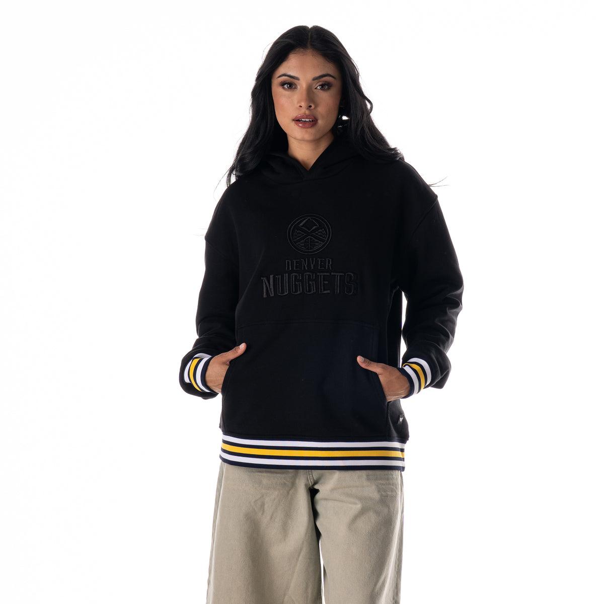 Denver Nuggets Unisex Hoodie W/Contrast Rib - Black