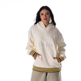 Pittsburgh Steelers Unisex Hoodie Fleece w/ Contract Rib - Vintage White