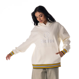 Pittsburgh Steelers Unisex Hoodie Fleece w/ Contract Rib - Vintage White