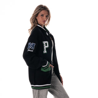 Philadelphia Eagles Unisex Jacquard Zip Front Sweater - Black