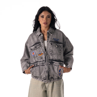 New York Knicks Women's Oversized Jacket W/ Cargo Pockets - Grey