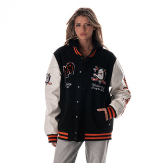 Anaheim Ducks Unisex Varsity Hooded Jacket - Black