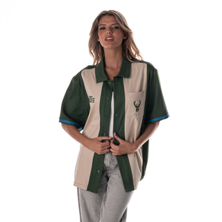 Milwaukee Bucks Unisex Bowler Button Down Shirt - Cream