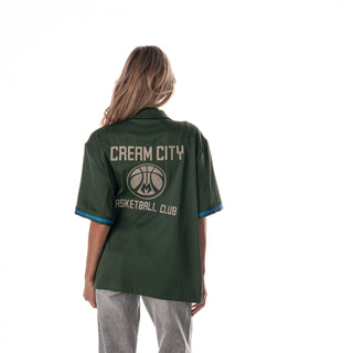 Milwaukee Bucks Unisex Bowler Button Down Shirt - Cream