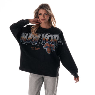 NY Knicks Women's Oversized Graphic Dolman L/S Tee - Black