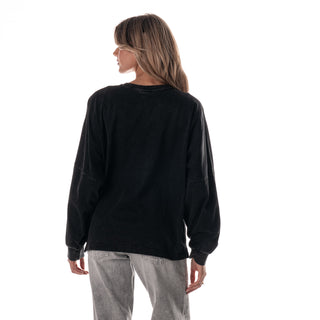 NY Knicks Women's Oversized Graphic Dolman L/S Tee - Black