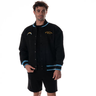 Los Angeles Chargers Unisex Embossed Knit Bomber - Black