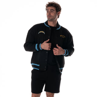 Los Angeles Chargers Unisex Embossed Knit Bomber - Black