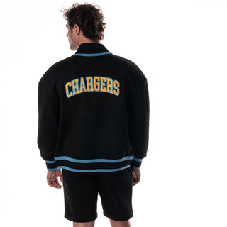 Los Angeles Chargers Unisex Embossed Knit Bomber - Black
