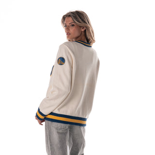 Golden State Warriors Women's Jacquard V-Neck Sweater - Cream
