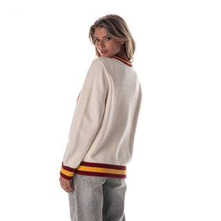 USC Jacquard V-Neck Sweater - Cream