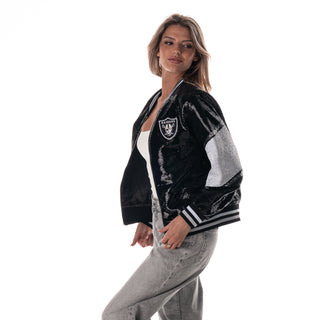 Las Vegas Raiders Women's Sequin Bomber - Black