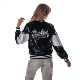 Las Vegas Raiders Women's Sequin Bomber - Black