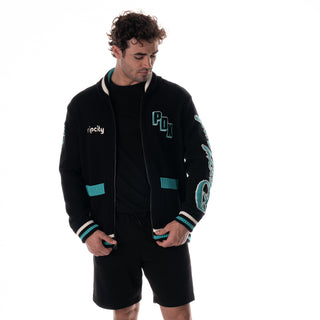 Portland Trailblazers Jacquard Zip Front Sweater - Black