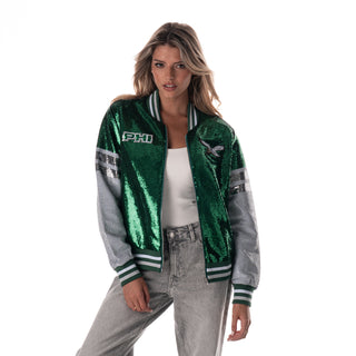 Philadelphia Eagles Women's Sequin Jacket - Kelly Green