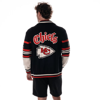 Kansas City Chiefs Jacquard Zip Front Sweater - Black