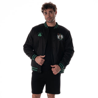 Boston Celtics Unisex Nylon Front Zip Jacket - Black