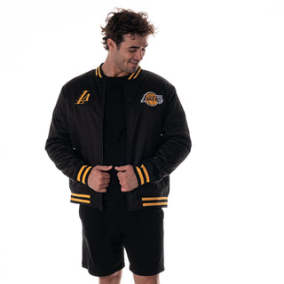 Los Angeles Lakers Unisex Nylon Front Zip Bomber - Black