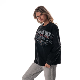New Orleans Pelicans Women's Oversized Graphic Dolman L/S Tee - Black