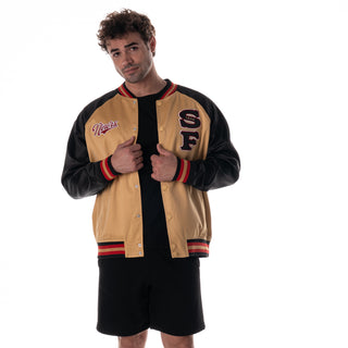 San Francisco 49ers Unisex Satin Raglan Bomber - Gold