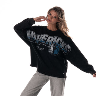 Dallas Mavericks Women's Oversized Graphic Dolman L/S Tee - Black