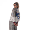 Philadelphia 76ers Women's Crop Long Sleeve Crew Fleece - Grey view 2
