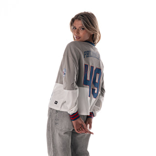 Philadelphia 76ers Women's Crop Long Sleeve Crew Fleece - Grey